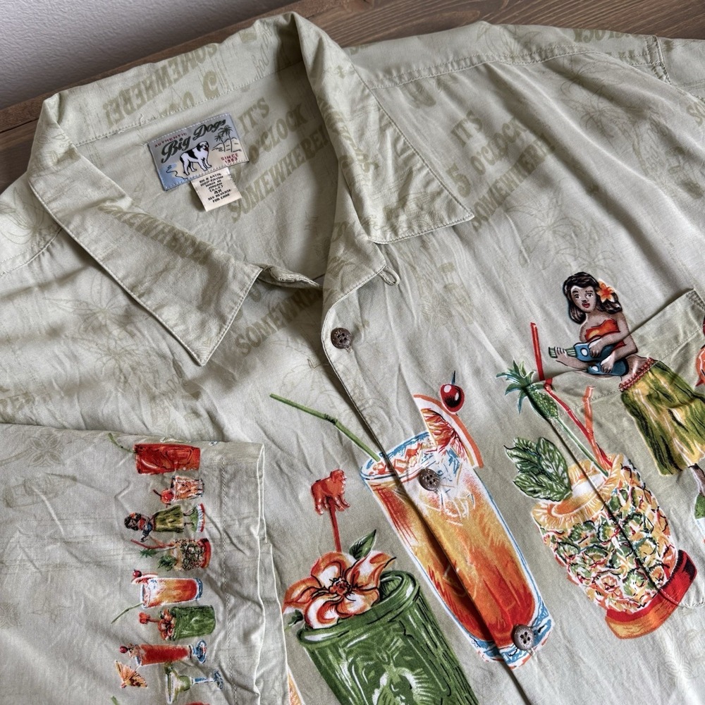 Big Dogs Men's 4X Hawaiian Luau Cocktail Short Sleeve‎ Button Up Shirt
